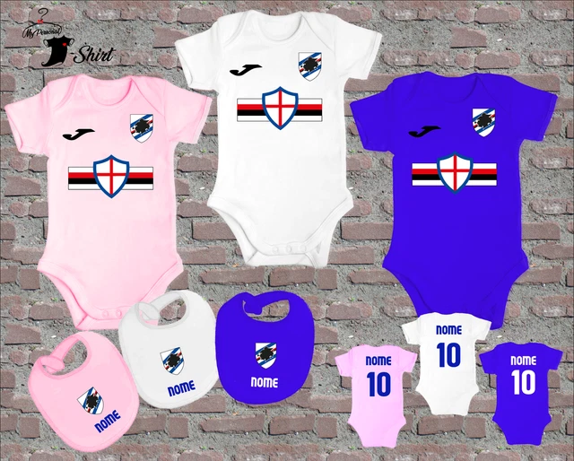 Coordinato Body Bavaglino 3 Colori Neonato Sampdoria Personalizzato Con Nome