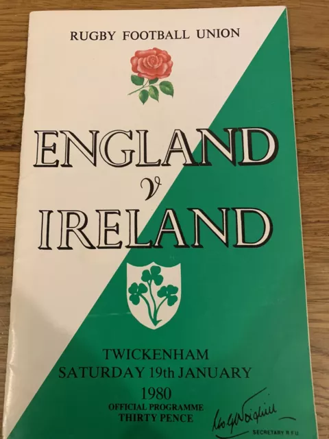 England V Ireland 5 Nations International Rugby Programme 19/01/1980