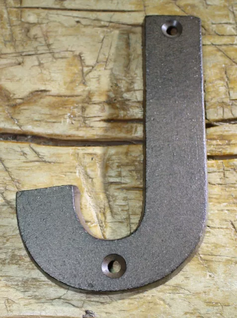 Cast Iron Industrial LETTER J Sign Rustic Brown 5" tall Alphabet