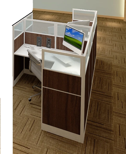 6x6 Laminated Cubicles-51″ H- 2 MAN (GLAZED QUAD) Open Space Laminated Office...