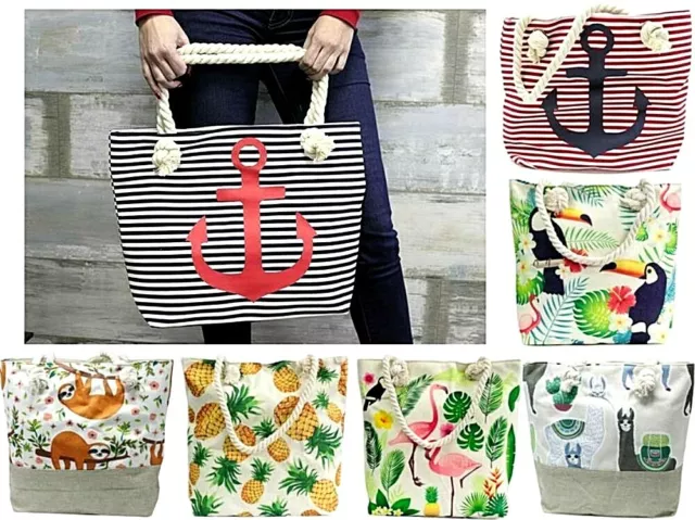 Beach Bag Rope Handle Ladies Large Summer Shoulder Shopper Tote Nautical Bags Se