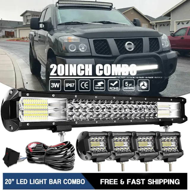 20"INCH LED Lower Bumper Straight Light Bar Spot Flood 4x Lamp Pod fit Ford F150