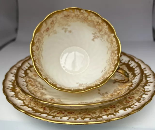 Rare George Jones &sons Crescent China Rd No 225065 Tea cupTrio Set Gold Floral