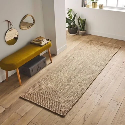 Runner Carpet Jute Natural Hand Woven Braided Living Room Rugs Rectangle Carpet