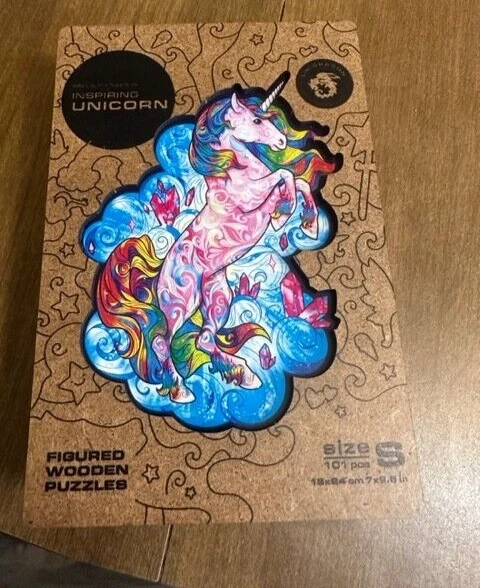Unidragon wooden puzzle Inspiring Unicorn Size S small 101 pcs whimsies 7 x 9.5"