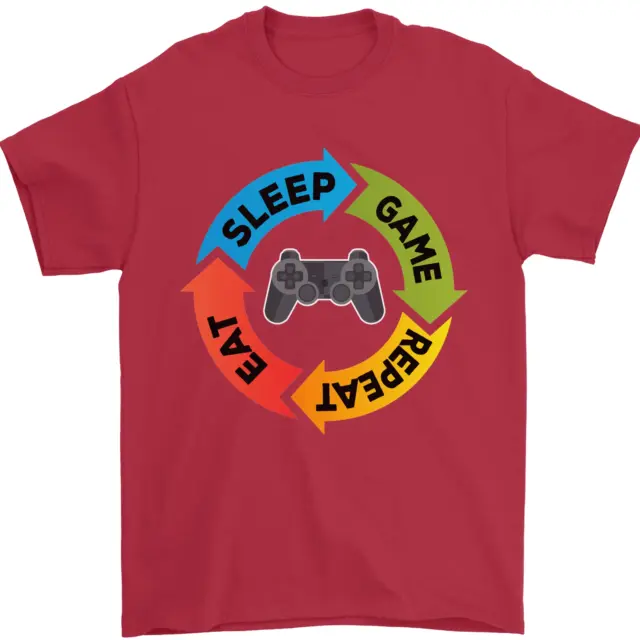 Gamming Eat Sleep Game Repeat Gamer Mens T-Shirt 100% Cotton 11