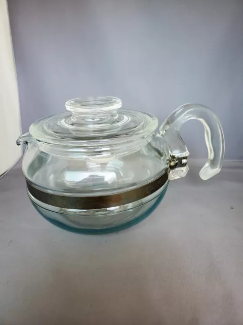 Vintage Mcm Pyrex Flame Ware Glass Teapot Model #8446B 6 Cups