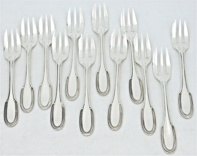 12 Fourchettes à Fruit ERCUIS Métal Argenté Modèle ARTOIS Couvert 16cm Art Deco 08 Xdc