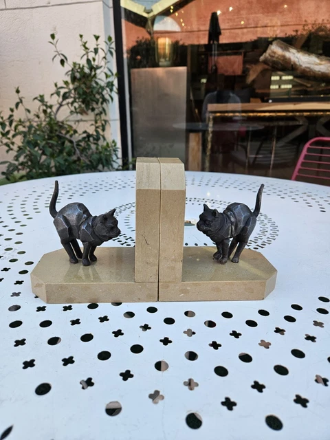 2 Statues De Chat Serre-livres En Résine – Blanc, Décoratif Pour Chambre, Bureau, étagère, Dimensions ~9,5x11,5x14 Cm