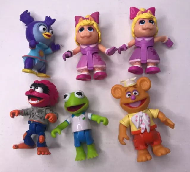 Disney muppets figures Kermit Fozzie  Animal Miss Piggy pose able set of 6