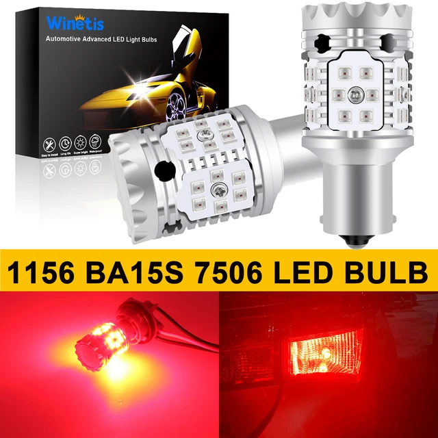 1156 7506 Red LED Brake Stop Tail Light Bulbs Error Free For BMW Audi Lexus