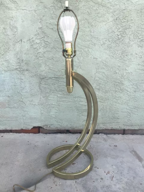 Mid Century Milo Baughman Style Brass Curved Table Lamp