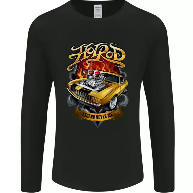 Hot Rod Legend Caliente Barra Dragster Coche Manga Larga para Hombre Camiseta