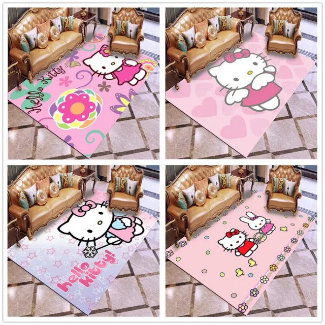 Neu Kinder Mädchen Hello Kitty Teppich Schlafzimmer Bodenmatte 3D Türmatte Matte