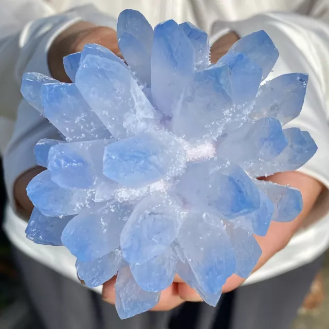 311G  New Find BLUE Phantom Quartz Crystal Cluster Mineral Specimen Healing