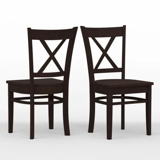 Cross Back Wood Dining Chair -Walnut (Set of 2)