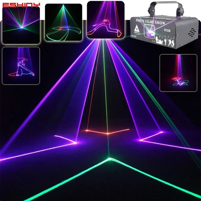 DM500 ANIMATION RGB Laser Beam Lines Stage Disco Light DJ Party Pattern ...