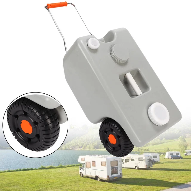 Portable RV Water Tank Kit 6.6 Gallon Grey Waste Holding Tote Camper Sewer Dump