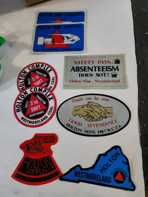 (8) NOS Vintage Westmoreland Holton Mine VA Coal Mining Stickers