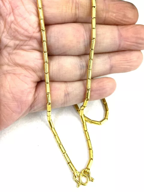 22K 22kt  PURE YELLOW GOLD Round Barrel Tube baht chain / necklace 20"