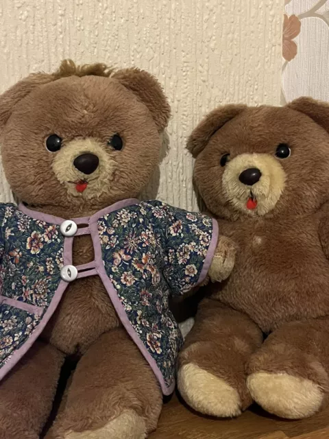 Pair Of Vintage 1980s Deans Teddy Bears "Him And Her " Very Old Collectable