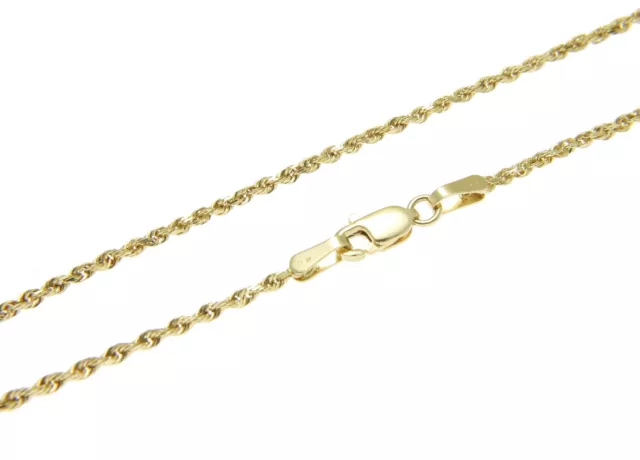 1.5Mm Solid 14K Yellow Gold Diamond Cut Rope Chain Necklace 22"