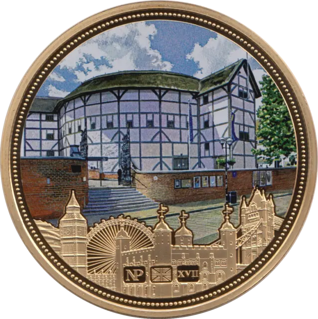 Numisproof Iconic London Shakespeare's Globe Theatre 24ct Gold Plate Coin Medal
