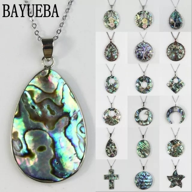 Natural Paua Abalone Shell Flowers Cross Silver Jewelry Charm Pendant Necklace