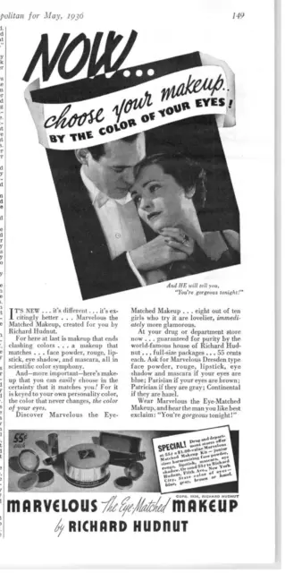 1936 Print Ad Marvelous Matched Makeup Kit To Your Eye Color Richard Hudnut!