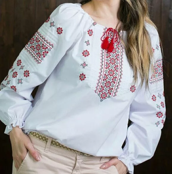 Ukrainian Embroidered Blouse Top women Sorochka Tradition shirt Size  XS-XXXXL