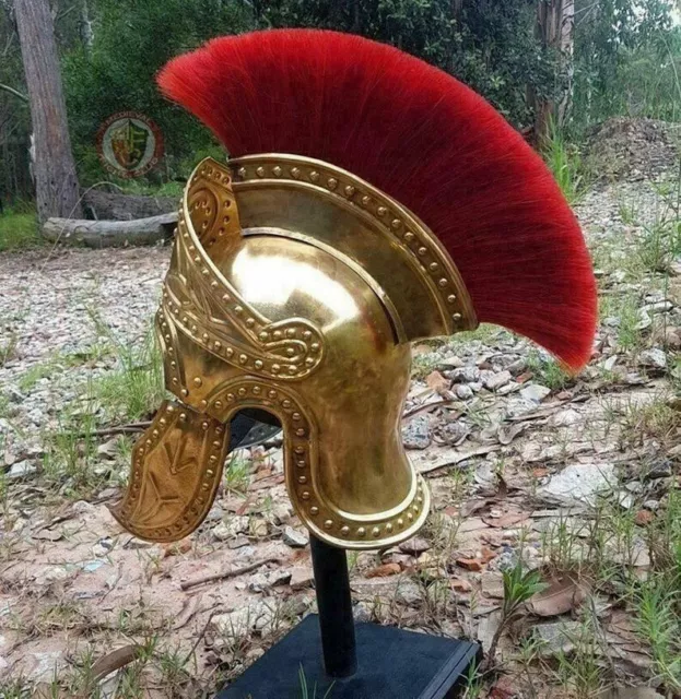 Medieval Attic Praetorian Helmet Roman Greek Brass Knight Helmet Plume Gift item