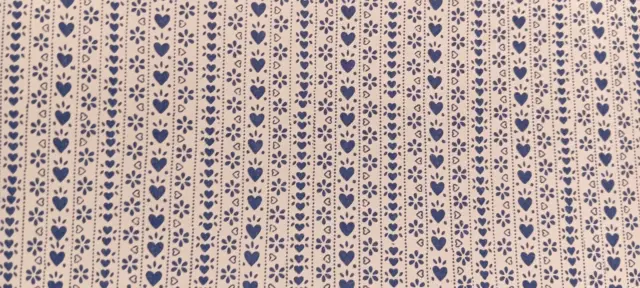 Vintage Dollhouse Wallpaper 5, 1:12 White Blue Heart Stripe Country Cottage