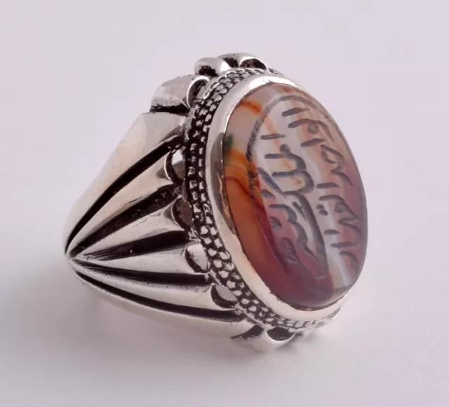 Islamic 925 sterling Silver agate aqeeq aqiq Men Ring-yemen-yemeni-DHL