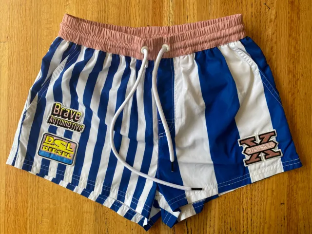 Diesel Caybay Swim Shorts Men’s Women’s Unisex Blue White Pink XS Authentic NWOT