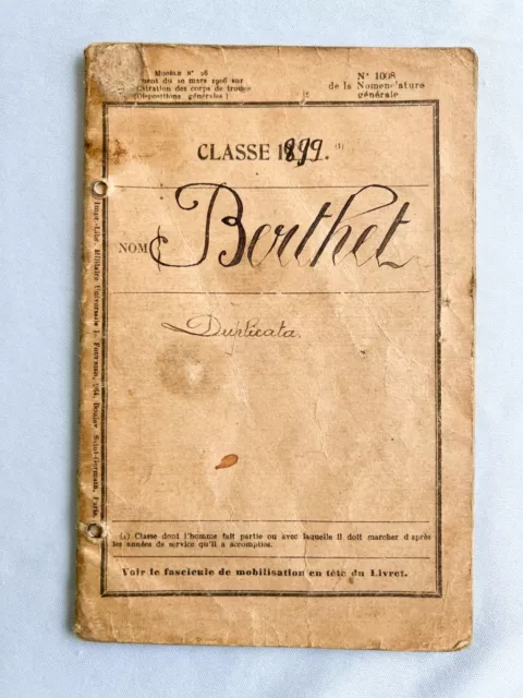 1919 WWI France Service Livret Booklet