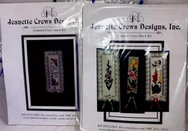 Jeanette Crews Designs 2 Bookmark Cross Stitch Kits Complete. READ DESCRIPTION