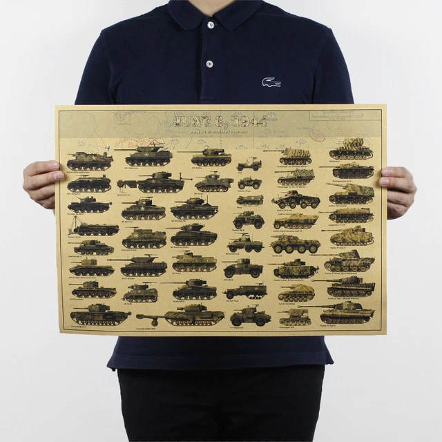 world war ii tank posters retro kraft paper wall sticker art crafts bar ca C-;h