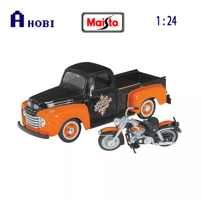 Maisto 1:24 Scale 1948 Ford F-1 Pickup & 1958 Harley Davidson FLH Duo Glide