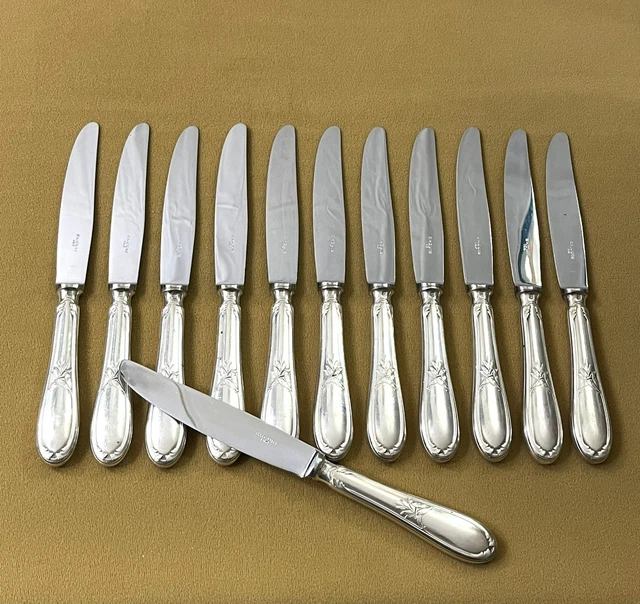 12 COUTEAUX À entremet ERCUIS modèle FILET ANCIEN métal argenté 25 cm