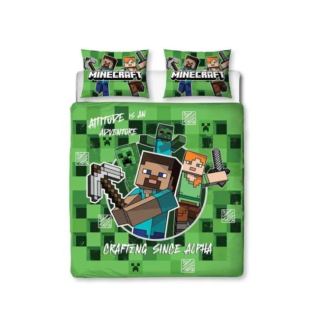 Minecraft de Cuadros Funda Doble Edredón Juego Niños Jugadores Ropa Cama 2-in-1