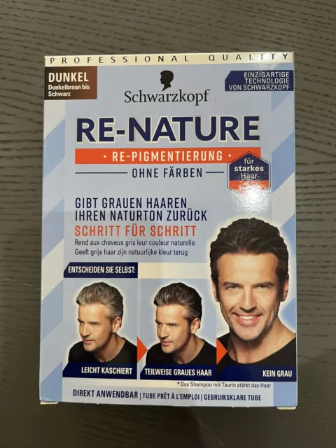 3x Schwarzkopf Re-Nature Re-Pigmentierungscreme für Männer Dunkel