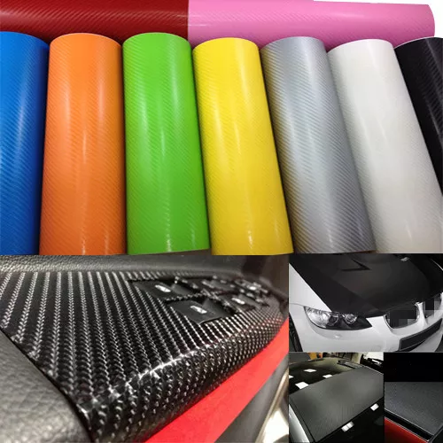 12"x50" 3D Texture Carbon Fiber Wrap Vinyl Decal Car Sticker Sheet 30x127cm