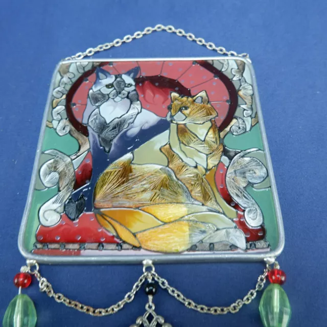 Vintage Stained Glass Cat Sun Catcher JMS009 Victorian Cats