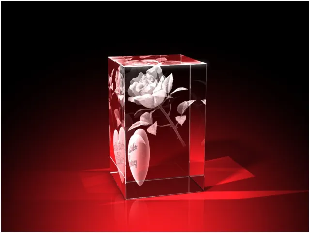 3D Glas Gravur Muttertagsgeschenk Kristallglas Rose Herz Muttertag Geschenk Deko 2
