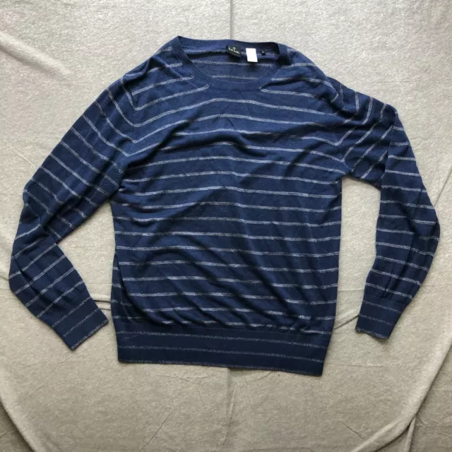 Paul Smith PS Linen Viscose Thin See Through Sweater Mens Large Blue Striped