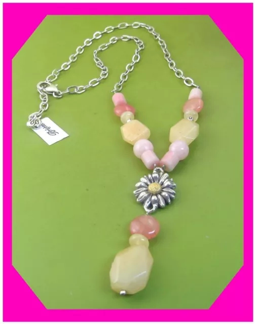 BRIGHTON PARADISE GARDEN Y Daisies Pink Orange NECKLACE NWtag $98