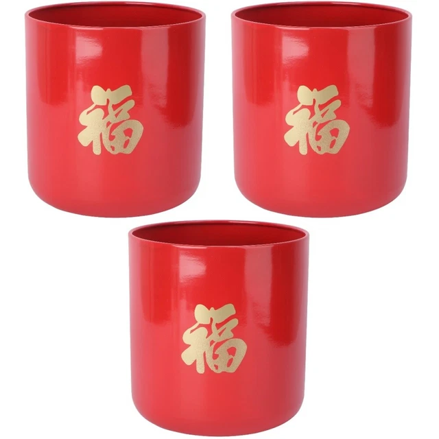 3 Pcs Iron Fu Word Hug Bucket Desktop Flower Pot Succulent Plant