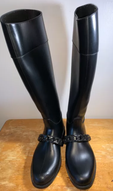 Authentic Givenchy Eva Chain Rain Rubber Tall Boots Sz 36