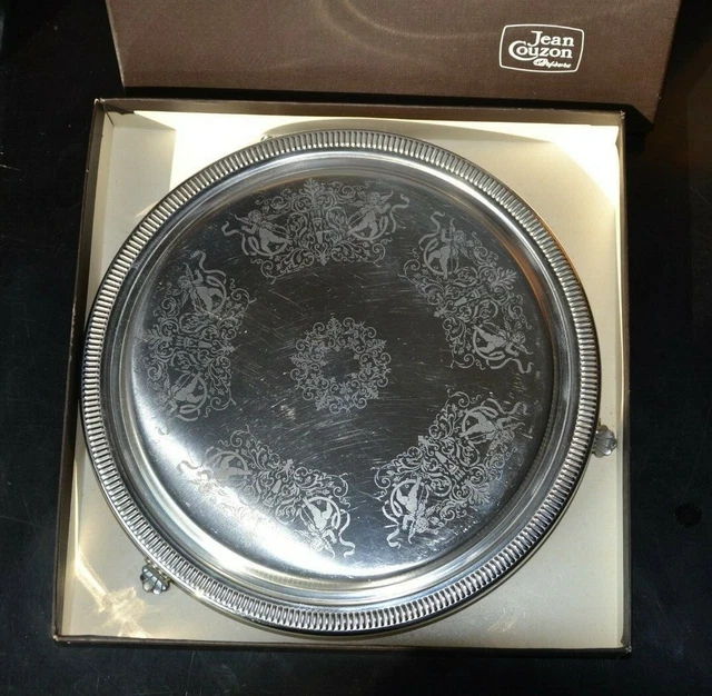 VINTAGE JEAN COUZON ORFEVRE plateau plat de presentation séparation INOX