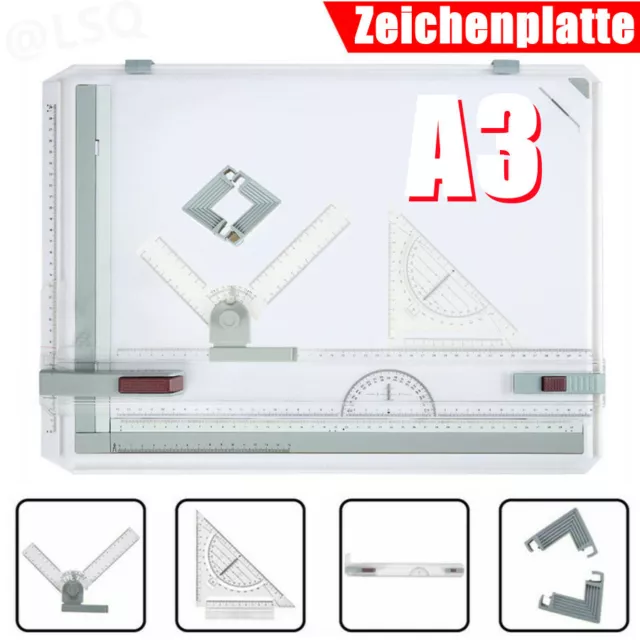 Rapid A3 Zeichenbrett Zeichenplatte Kit Set mit Schnell Zeichendreieck DE